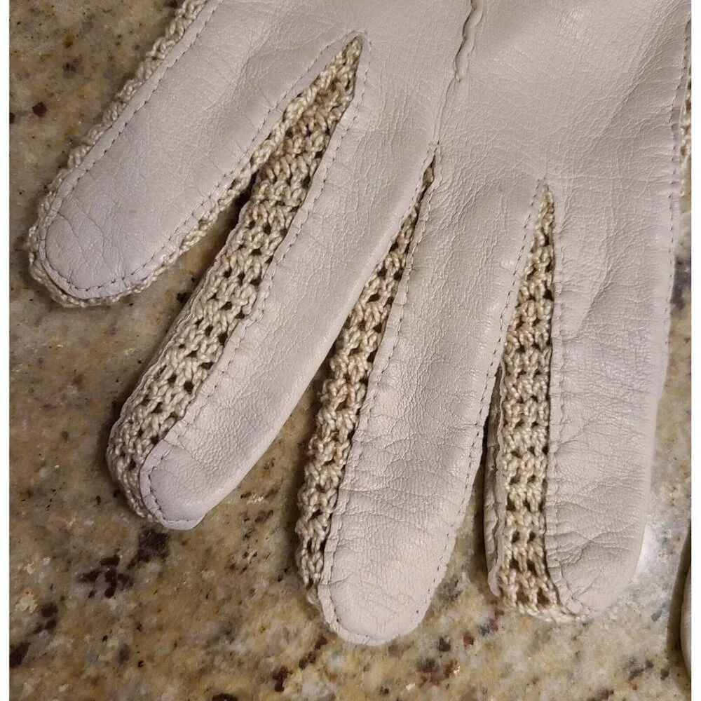 Vintage Plus Size XL Beige Soft Leather Crochet 9
